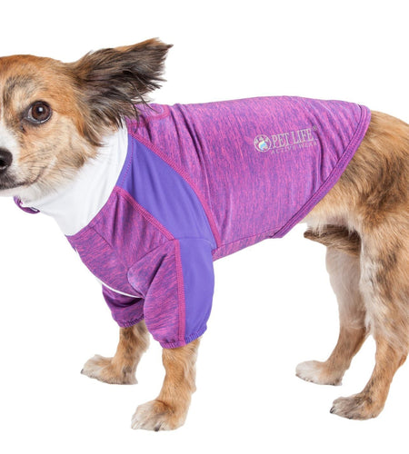 Pet Life ® Active 'Chewitt Wagassy' 4-Way-Stretch Yoga Fitness Long-Sleeve Dog T-Shirt