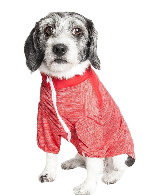 Load image into Gallery viewer, Pet Life ® Active 'Chewitt Wagassy' 4-Way-Stretch Yoga Fitness Long-Sleeve Dog T-Shirt
