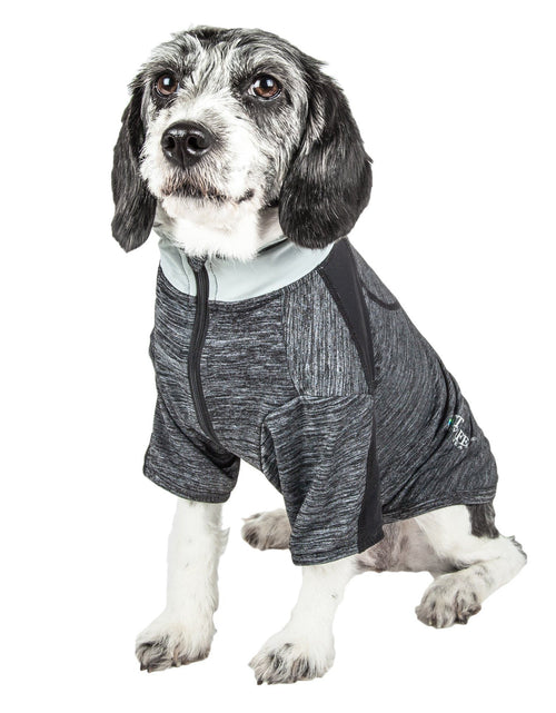 Load image into Gallery viewer, Pet Life ® Active 'Chewitt Wagassy' 4-Way-Stretch Yoga Fitness Long-Sleeve Dog T-Shirt
