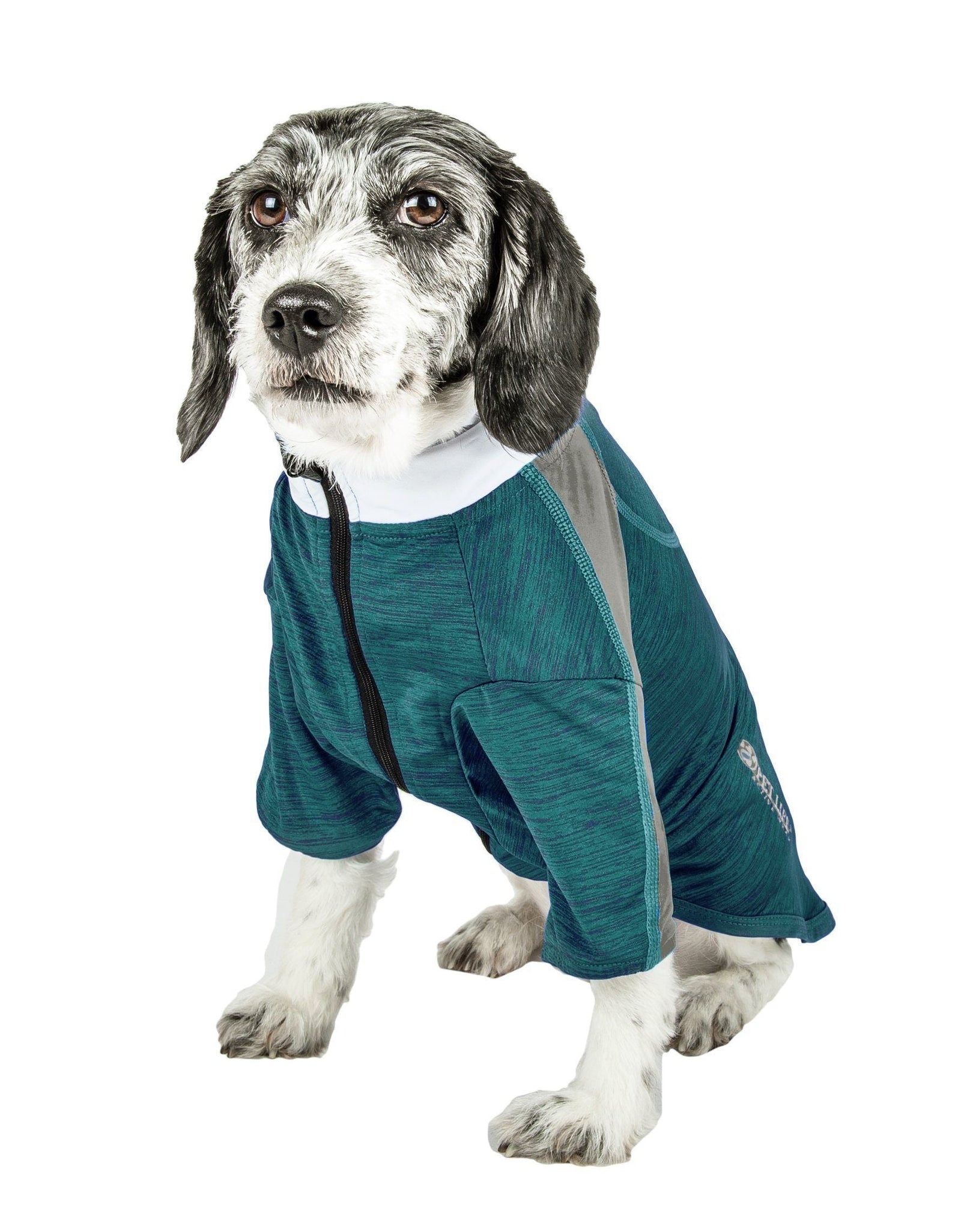 Pet Life ® Active 'Chewitt Wagassy' 4-Way-Stretch Yoga Fitness Long-Sleeve Dog T-Shirt