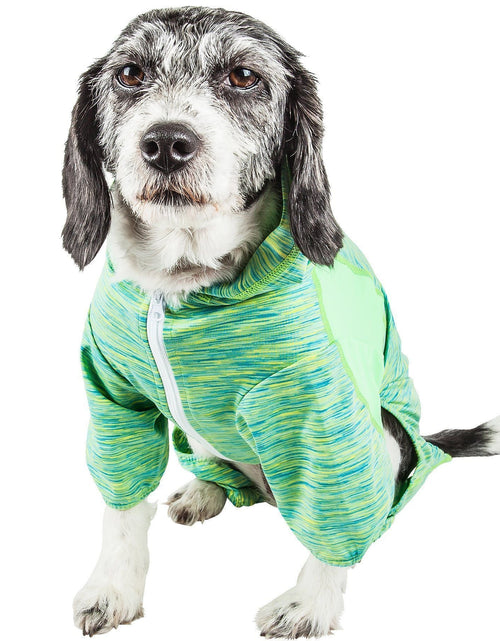 Load image into Gallery viewer, Pet Life ® Active 'Downward Dog' 4-Way-Stretch Fitness Yoga Dog Tracksuit Hoodie
