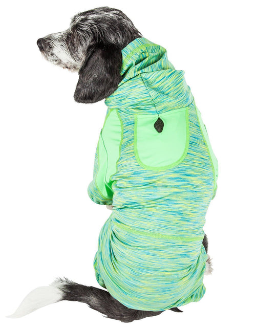 Load image into Gallery viewer, Pet Life ® Active 'Downward Dog' 4-Way-Stretch Fitness Yoga Dog Tracksuit Hoodie
