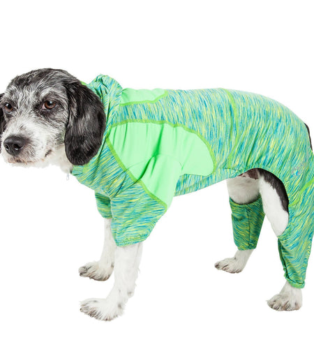 Pet Life ® Active 'Downward Dog' 4-Way-Stretch Fitness Yoga Dog Tracksuit Hoodie