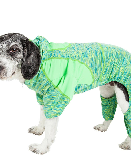 Load image into Gallery viewer, Pet Life ® Active 'Downward Dog' 4-Way-Stretch Fitness Yoga Dog Tracksuit Hoodie
