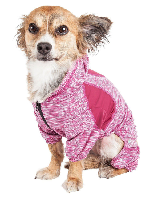 Load image into Gallery viewer, Pet Life ® Active 'Downward Dog' 4-Way-Stretch Fitness Yoga Dog Tracksuit Hoodie
