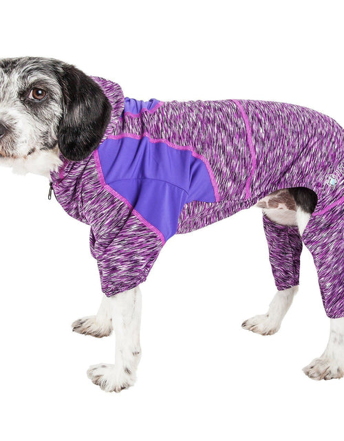 Load image into Gallery viewer, Pet Life ® Active 'Downward Dog' 4-Way-Stretch Fitness Yoga Dog Tracksuit Hoodie

