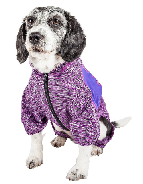 Load image into Gallery viewer, Pet Life ® Active 'Downward Dog' 4-Way-Stretch Fitness Yoga Dog Tracksuit Hoodie
