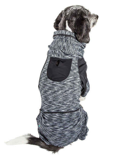 Load image into Gallery viewer, Pet Life ® Active 'Downward Dog' 4-Way-Stretch Fitness Yoga Dog Tracksuit Hoodie
