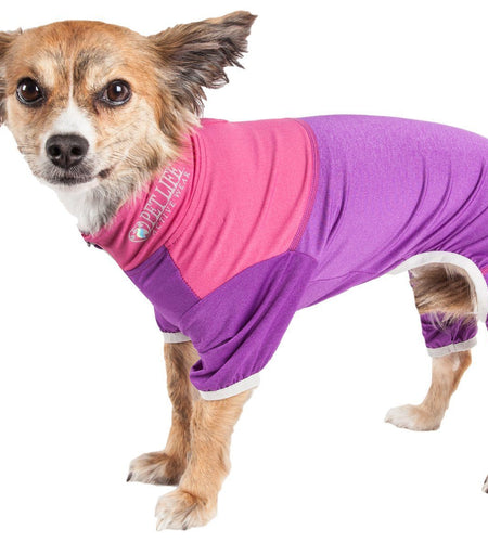 Pet Life ®  Active 'Embarker' 4-Way Stretch Fitness Yoga Full Body Dog Tracksuit