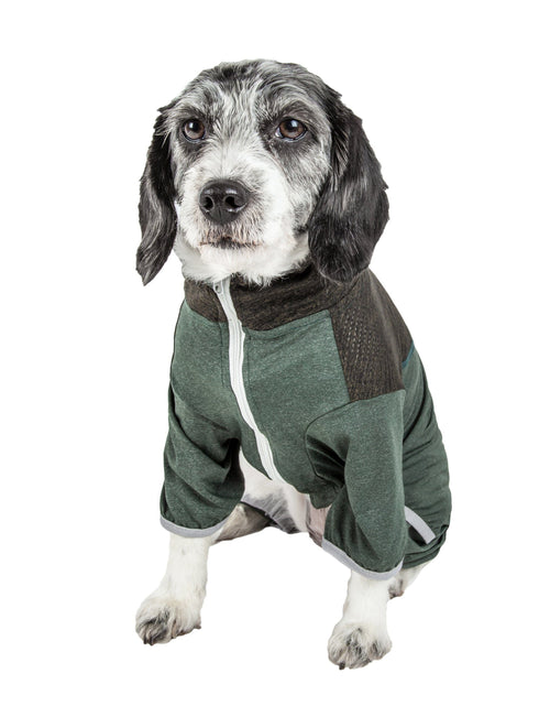 Load image into Gallery viewer, Pet Life ®  Active 'Embarker' 4-Way Stretch Fitness Yoga Full Body Dog Tracksuit
