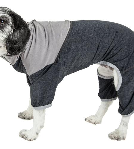 Pet Life ®  Active 'Embarker' 4-Way Stretch Fitness Yoga Full Body Dog Tracksuit