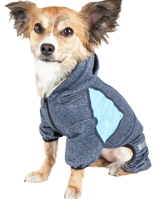 Load image into Gallery viewer, Pet Life ®  Active 'Fur-Breeze' Medium-weight 4-Way-Stretch Full Body Hooded Dog Yoga sweater
