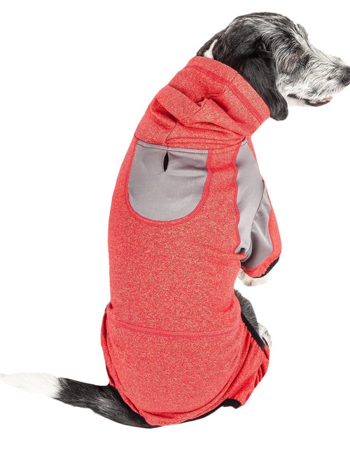 Load image into Gallery viewer, Pet Life ®  Active 'Fur-Breeze' Medium-weight 4-Way-Stretch Full Body Hooded Dog Yoga sweater
