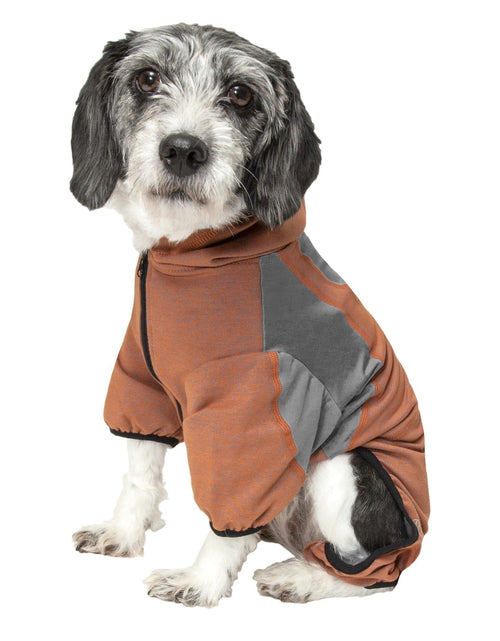 Load image into Gallery viewer, Pet Life ®  Active 'Fur-Breeze' Medium-weight 4-Way-Stretch Full Body Hooded Dog Yoga sweater

