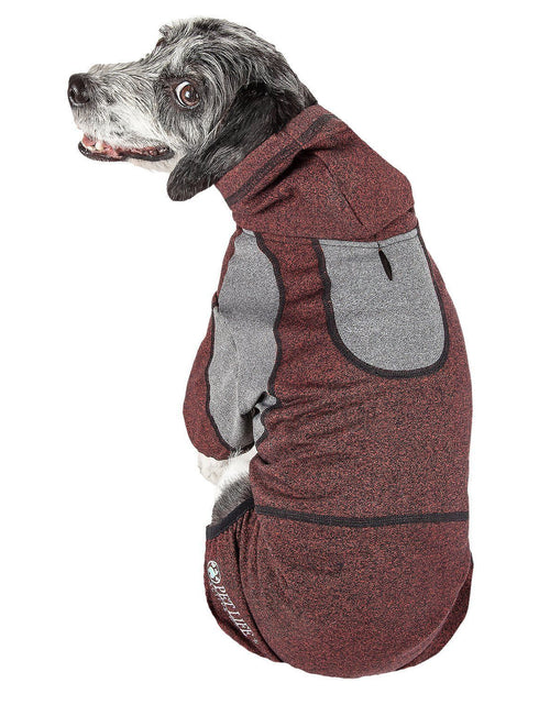 Load image into Gallery viewer, Pet Life ®  Active 'Fur-Breeze' Medium-weight 4-Way-Stretch Full Body Hooded Dog Yoga sweater
