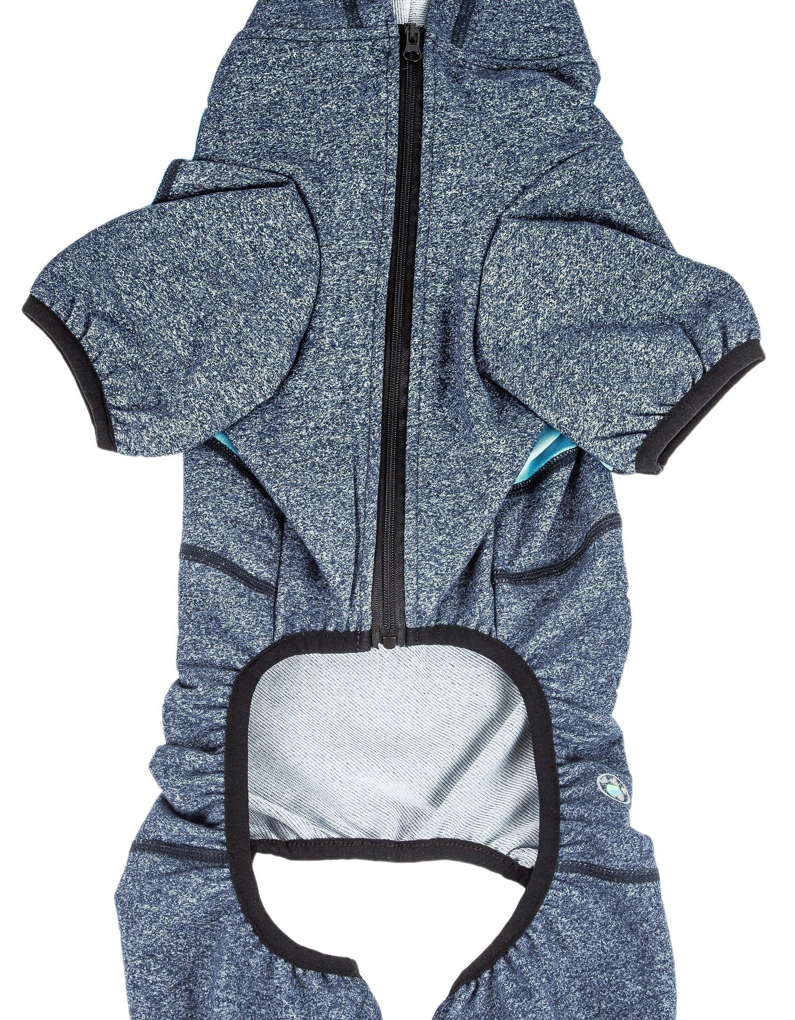 Pet Life ®  Active 'Fur-Breeze' Medium-weight 4-Way-Stretch Full Body Hooded Dog Yoga sweater