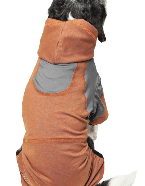 Load image into Gallery viewer, Pet Life ®  Active 'Fur-Breeze' Medium-weight 4-Way-Stretch Full Body Hooded Dog Yoga sweater
