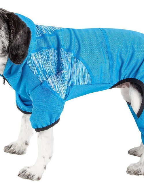 Load image into Gallery viewer, Pet Life ® Active 'Pawsterity' Mediumweight 4-Way-Stretch Yoga Fitness Dog Tracksuit Hoodie
