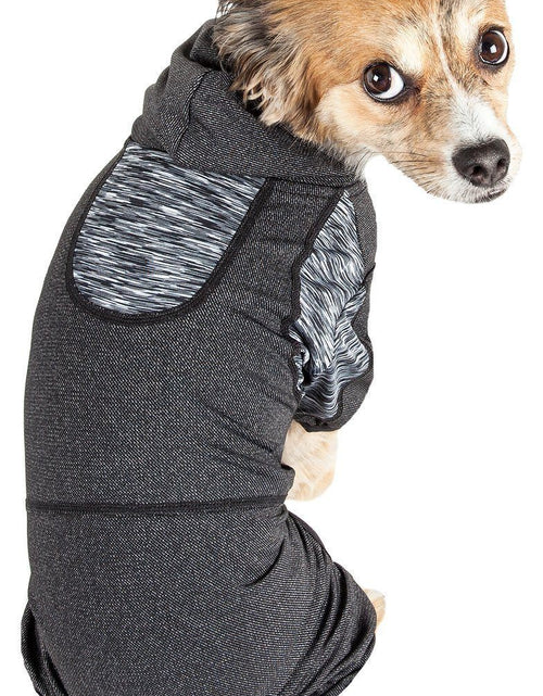 Load image into Gallery viewer, Pet Life ® Active 'Pawsterity' Mediumweight 4-Way-Stretch Yoga Fitness Dog Tracksuit Hoodie
