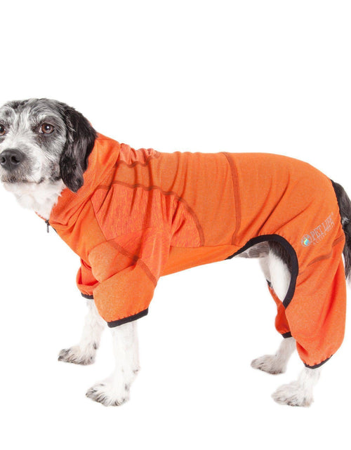 Load image into Gallery viewer, Pet Life ® Active 'Pawsterity' Mediumweight 4-Way-Stretch Yoga Fitness Dog Tracksuit Hoodie
