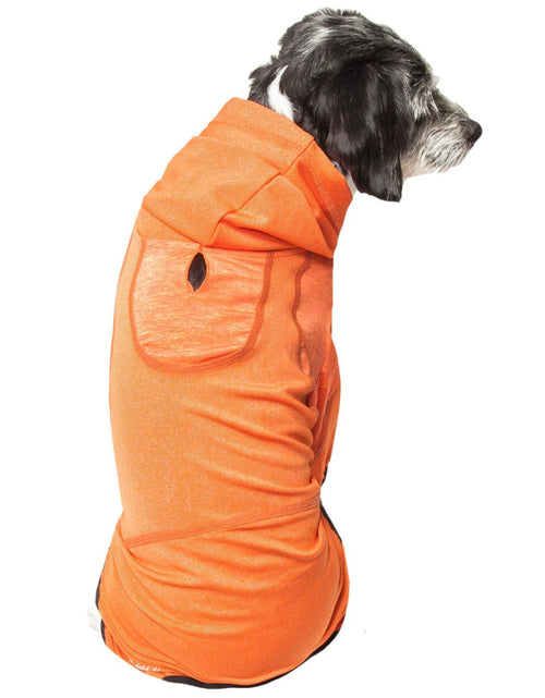 Load image into Gallery viewer, Pet Life ® Active 'Pawsterity' Mediumweight 4-Way-Stretch Yoga Fitness Dog Tracksuit Hoodie
