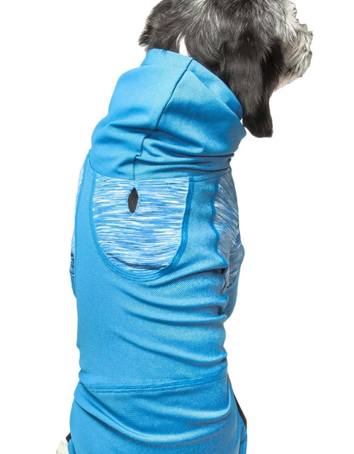 Load image into Gallery viewer, Pet Life ® Active 'Pawsterity' Mediumweight 4-Way-Stretch Yoga Fitness Dog Tracksuit Hoodie
