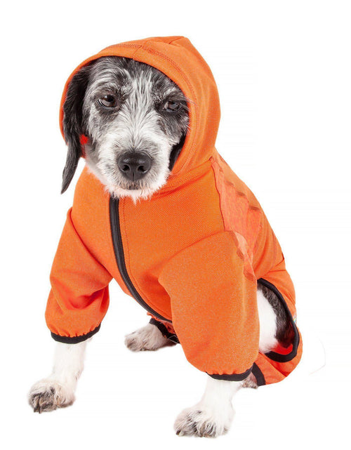 Load image into Gallery viewer, Pet Life ® Active 'Pawsterity' Mediumweight 4-Way-Stretch Yoga Fitness Dog Tracksuit Hoodie
