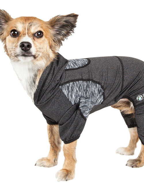 Load image into Gallery viewer, Pet Life ® Active 'Pawsterity' Mediumweight 4-Way-Stretch Yoga Fitness Dog Tracksuit Hoodie
