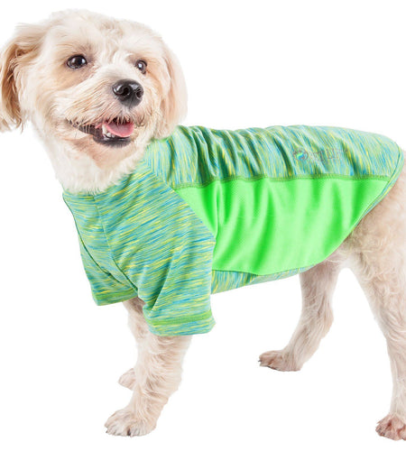 Pet Life ® Active 'Warf Speed' Heathered Ultra-Stretch Yoga Fitness Dog T-Shirt