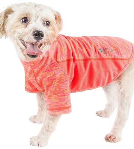 Pet Life ® Active 'Warf Speed' Heathered Ultra-Stretch Yoga Fitness Dog T-Shirt