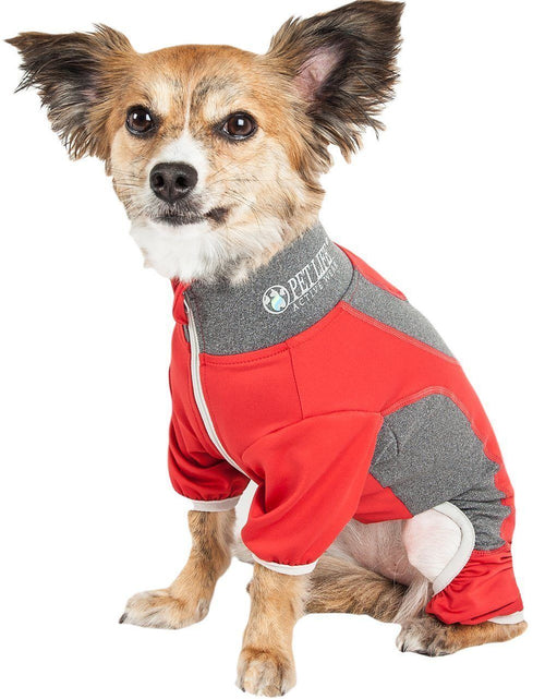 Load image into Gallery viewer, Pet Life ® Active 'Warm-Pup' Stretchy and Quick-Drying Fitness Dog Yoga Warm-Up Tracksuit
