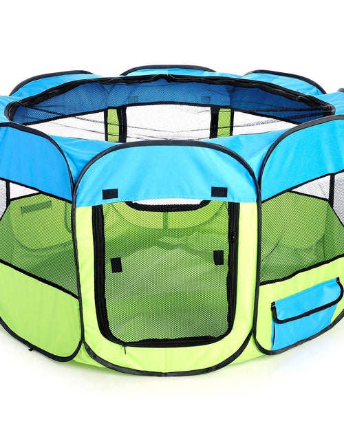 Load image into Gallery viewer, Pet Life ® 'All-Terrain' Lightweight Easy Folding Wire-Framed Collapsible Travel Pet Dog Playpen crate
