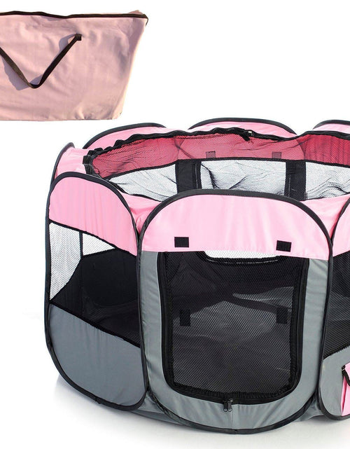 Load image into Gallery viewer, Pet Life ® 'All-Terrain' Lightweight Easy Folding Wire-Framed Collapsible Travel Pet Dog Playpen crate
