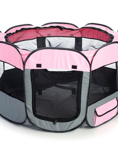Load image into Gallery viewer, Pet Life ® 'All-Terrain' Lightweight Easy Folding Wire-Framed Collapsible Travel Pet Dog Playpen crate
