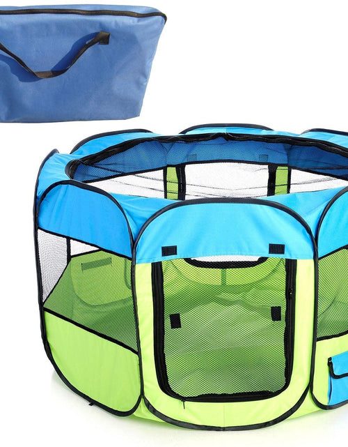 Load image into Gallery viewer, Pet Life ® 'All-Terrain' Lightweight Easy Folding Wire-Framed Collapsible Travel Pet Dog Playpen crate
