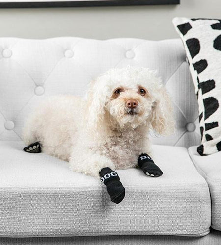 Pet Life ® Anti-Slip Rubberized Gripped Breathable Stretch Pet Dog Socks - Set of 4