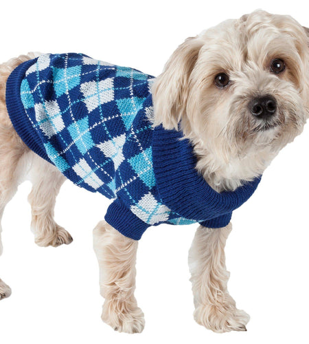 Pet Life ® 'Argyle Style' Ribbed Knitted Fashion Designer Dog Sweater
