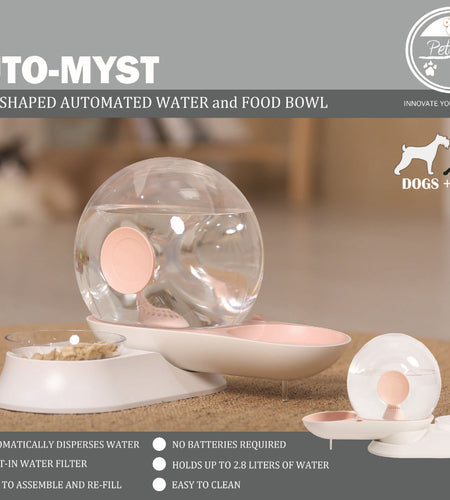 Pet Life ® 'Auto-Myst' Snail Shaped 2-in-1 Automated Gravity Pet Filtered Water Dispenser and Food Bowl