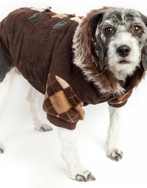 Load image into Gallery viewer, Pet Life ® 'Aygyle Style' 3M Insulated Designer Patterned Suede Dog Coat w/ Removable Hood
