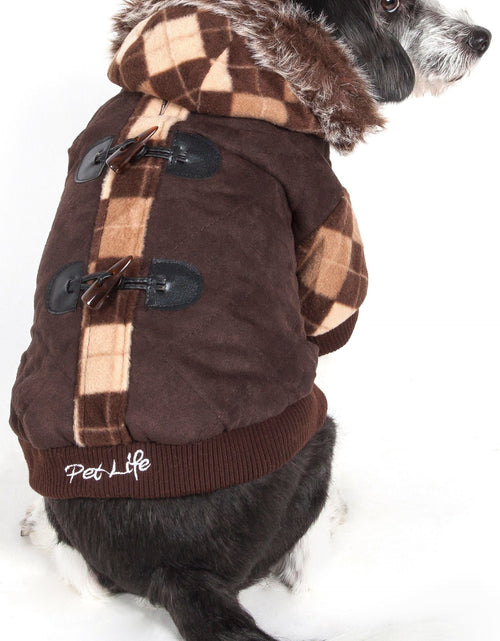 Load image into Gallery viewer, Pet Life ® 'Aygyle Style' 3M Insulated Designer Patterned Suede Dog Coat w/ Removable Hood
