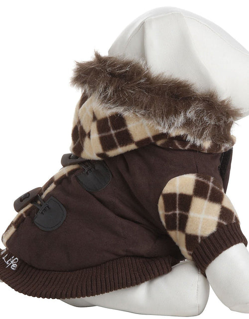 Load image into Gallery viewer, Pet Life ® 'Aygyle Style' 3M Insulated Designer Patterned Suede Dog Coat w/ Removable Hood
