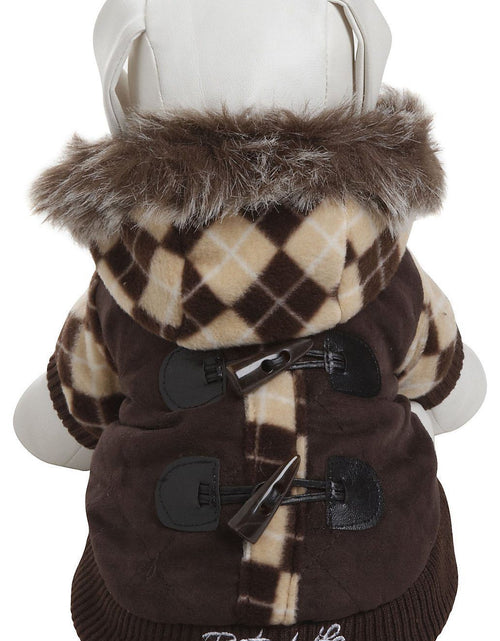 Load image into Gallery viewer, Pet Life ® 'Aygyle Style' 3M Insulated Designer Patterned Suede Dog Coat w/ Removable Hood
