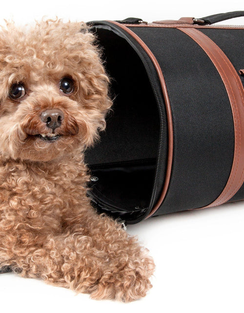 Load image into Gallery viewer, Pet Life ® 'Bark Avenue' Cylindrical Airline Approved Fashion Designer Posh Pet Dog Carrier
