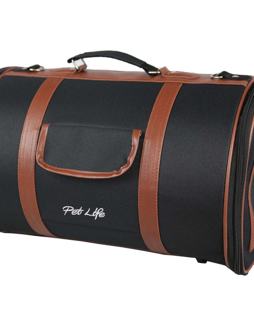 Load image into Gallery viewer, Pet Life ® 'Bark Avenue' Cylindrical Airline Approved Fashion Designer Posh Pet Dog Carrier
