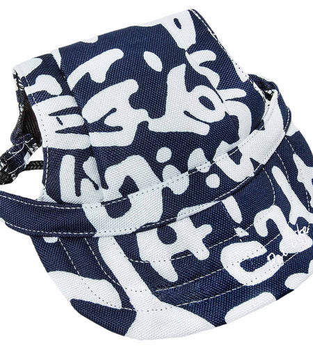 Pet Life ®  'Bone Cappa' Graffiti Sculptured Uv Protectant Adjustable Fashion Dog Hat Cap