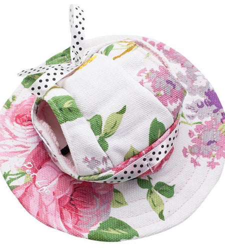 Pet Life ®  'Botanic Bark' Floral UV Protectant Adjustable Fashion Canopy Brimmed Dog Hat Cap