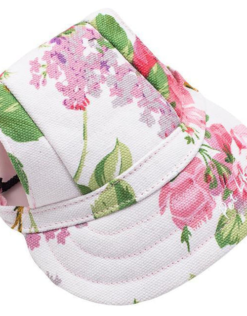 Load image into Gallery viewer, Pet Life ®  'Botanic Bark' Floral Uv Protectant Adjustable Fashion Dog Hat Cap
