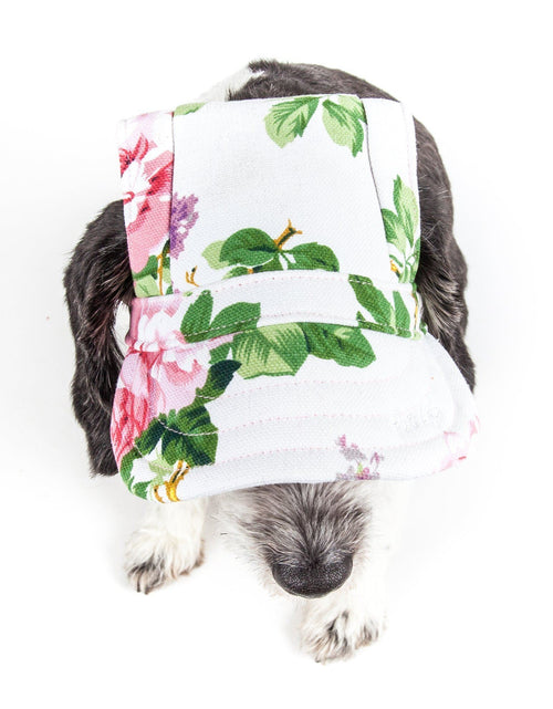 Load image into Gallery viewer, Pet Life ®  'Botanic Bark' Floral Uv Protectant Adjustable Fashion Dog Hat Cap
