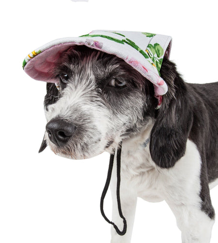 Pet Life ®  'Botanic Bark' Floral Uv Protectant Adjustable Fashion Dog Hat Cap