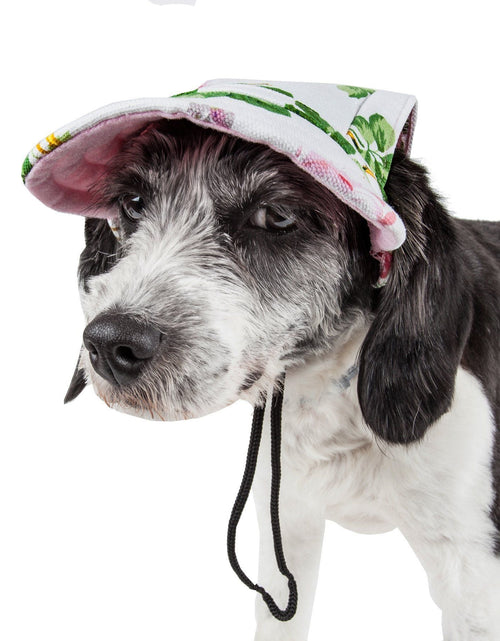 Load image into Gallery viewer, Pet Life ®  'Botanic Bark' Floral Uv Protectant Adjustable Fashion Dog Hat Cap
